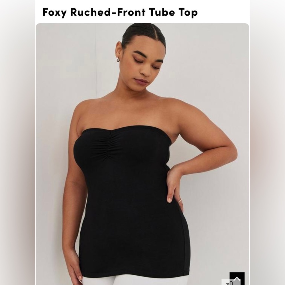 Torrid Black Ruched-Front Tube Top